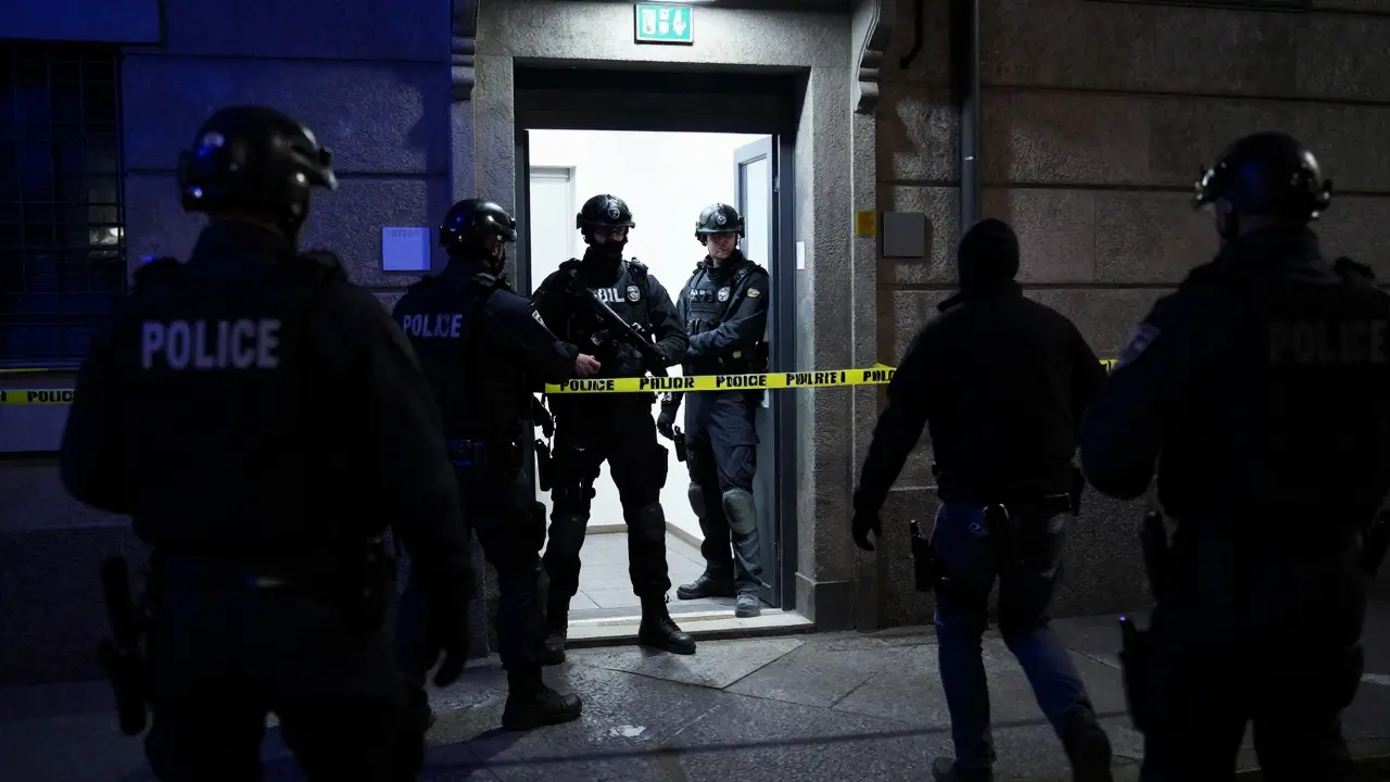 Police raid on illegal operation in Milan alleyway at night